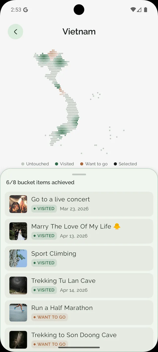 Country detail screen on Android